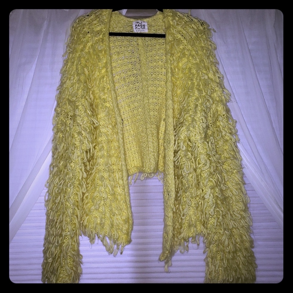 shaggy yellow loose comfy jacket